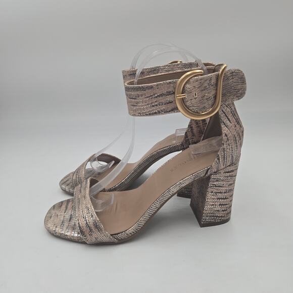 Aerosoles Landon Pink Metallic Block Heel Sandals Women Sz 8.5 Ankle Strap - Picture 3 of 7